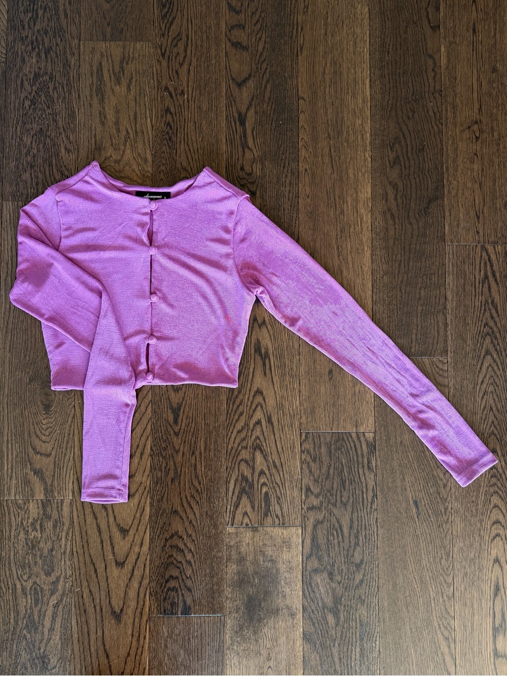 Women's Fuchsia Button-Front Cropped Top